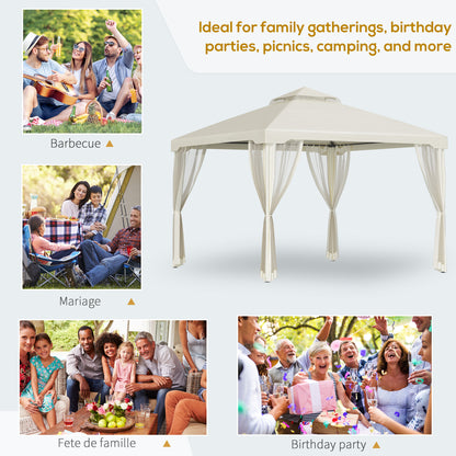 Gazebo de Patio 10x10 Pies Techo Doble
