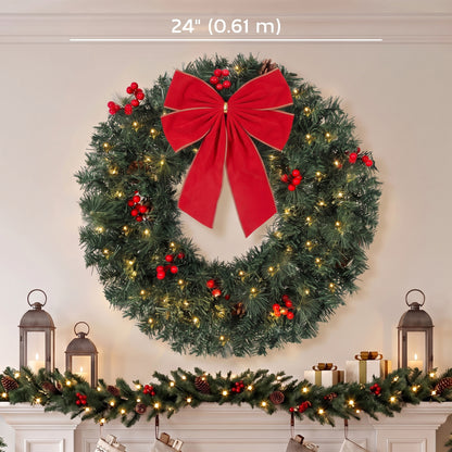 Pre-lit artificial Christmas wreath 61 cm