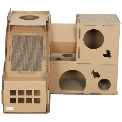Multi-level cardboard cat house condo