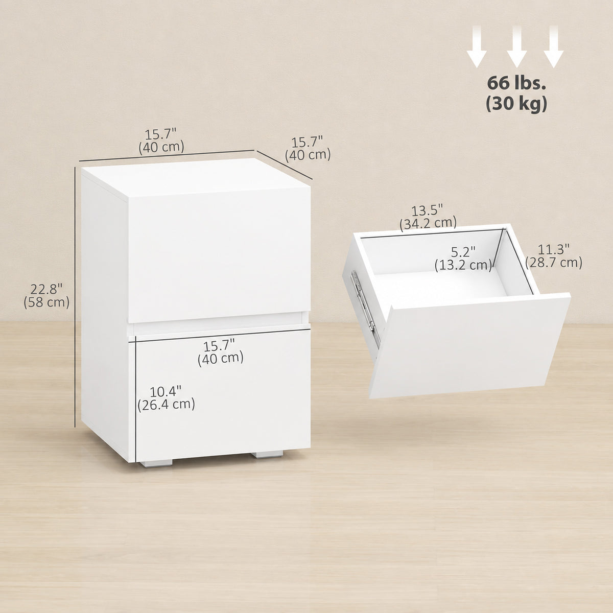 Modern Nightstand 2-Drawer Bedside Table — Set of 2