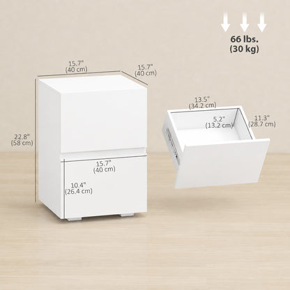 Modern Nightstand 2-Drawer Bedside Table — Set of 2
