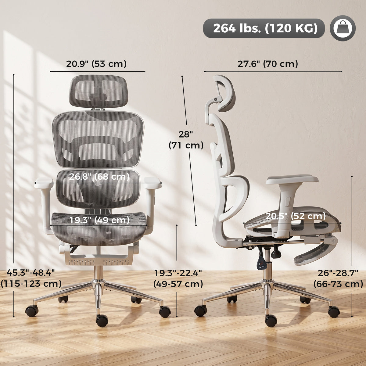 Ergonomic Mesh Office Chair with Footrest
