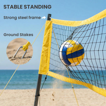 Portable Volleyball Net Set with Adjustable Steel Poles
