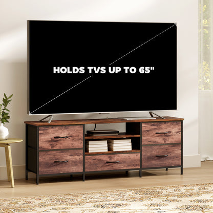 Industrial TV stand with storage and power strip