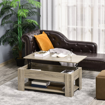 Lift Top Coffee Table with Hidden Storage and Open Shelf
