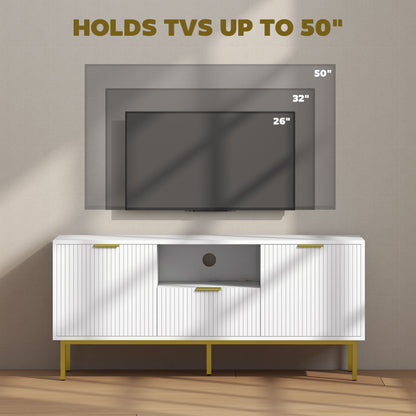 Modern TV Stand with RGB LED Lighting and Storage