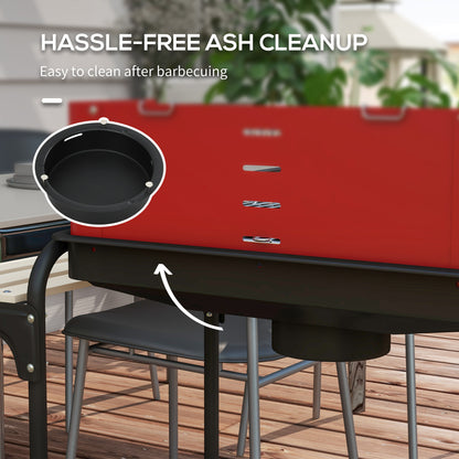 Portable charcoal barbecue grill with adjustable height