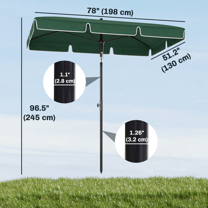 Rectangle Patio Umbrella 198 x 130 cm Tilting Aluminum
