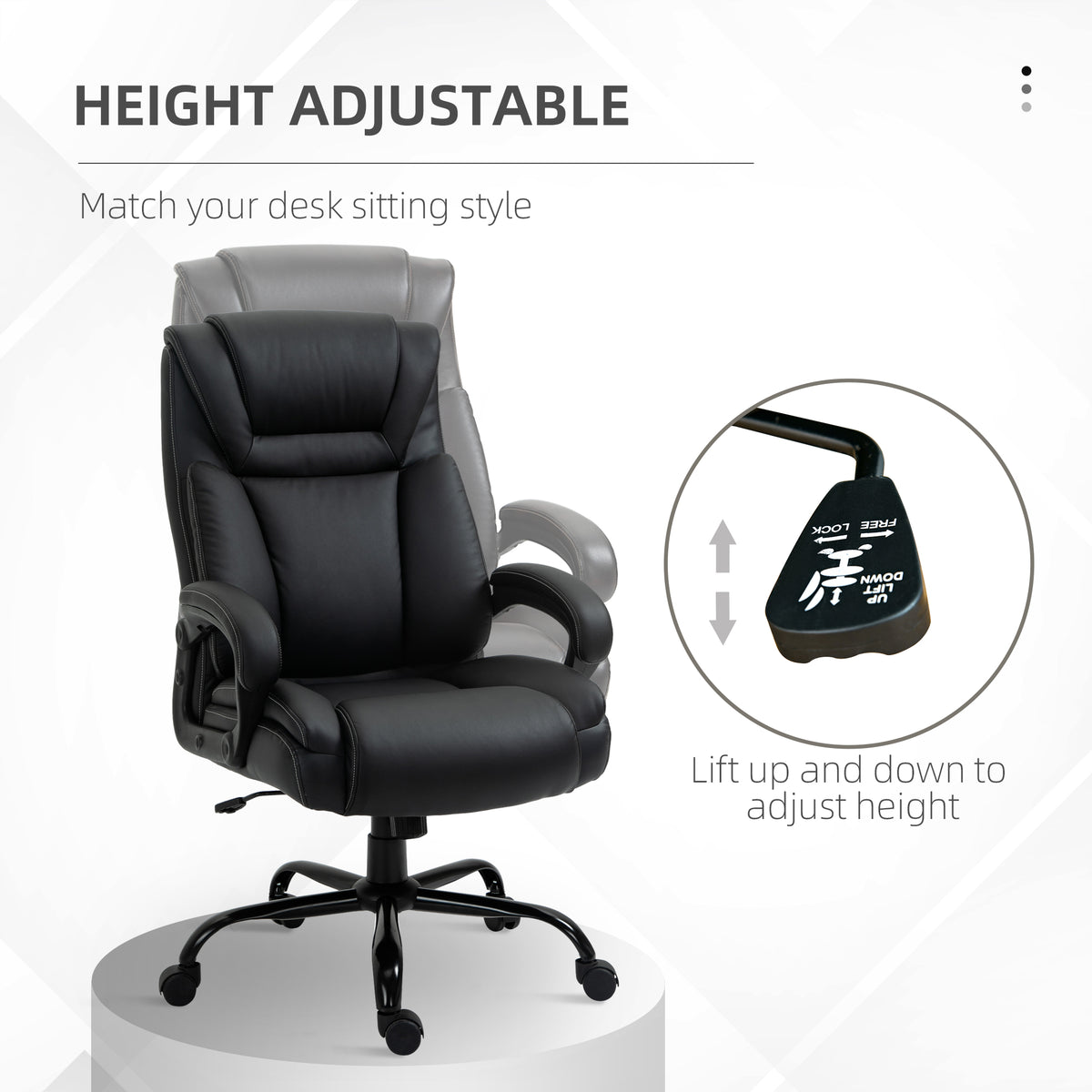 Silla de oficina ergonómica alta de cuero sintético 181 kg