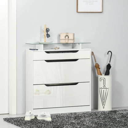 Shoe Cabinet High Gloss Flip Drawers Adjustable Shelves