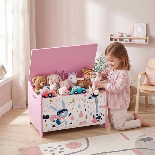 Kids Toy Box Storage Chest with Safety Hinges