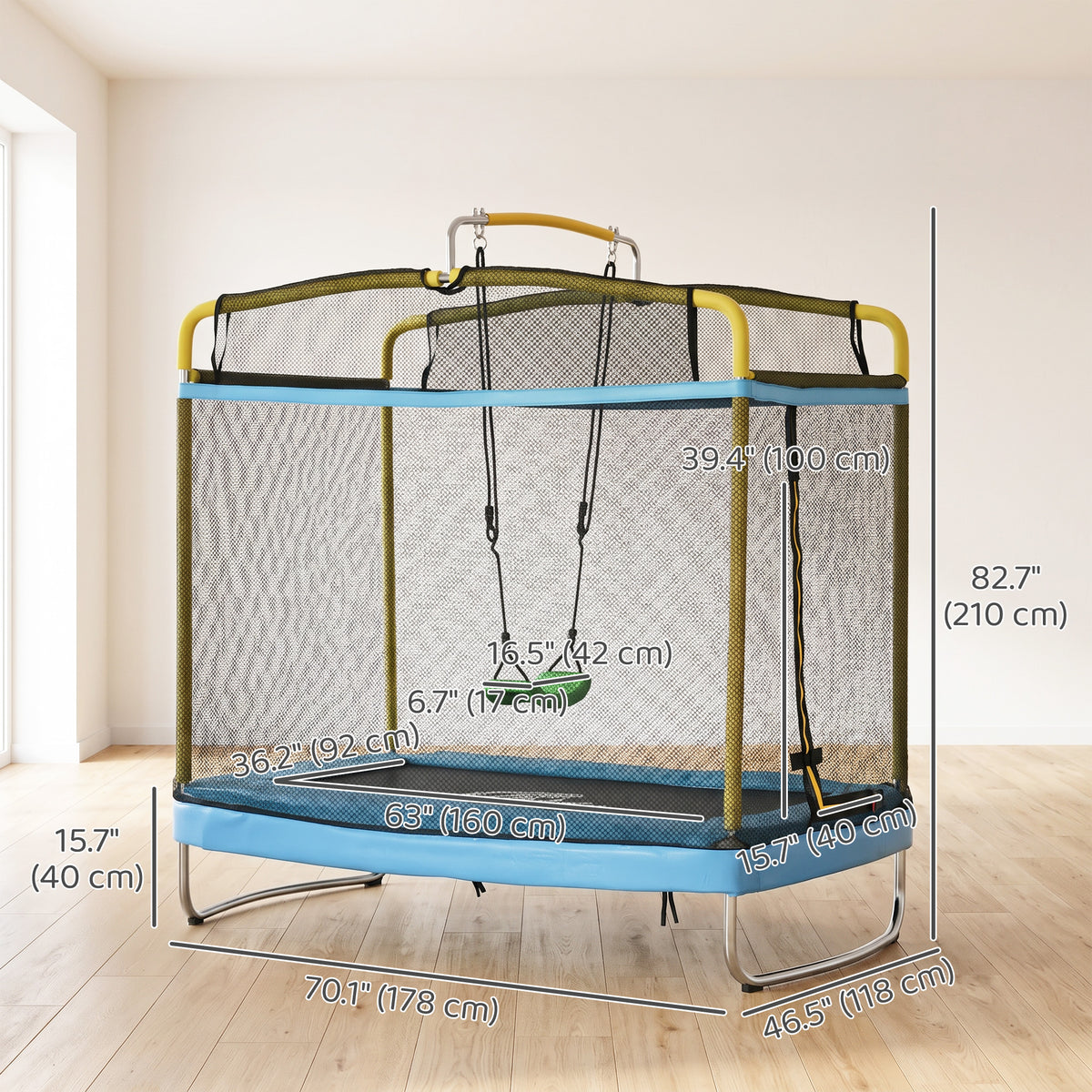Kids Trampoline with Safety Net and Swing