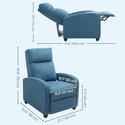 Manual reclining chair padded linen living room