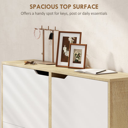 Narrow shoe cabinet with flip drawers