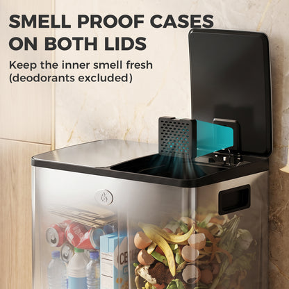 Double Step Trash Can with Soft-Close Lid 40 L