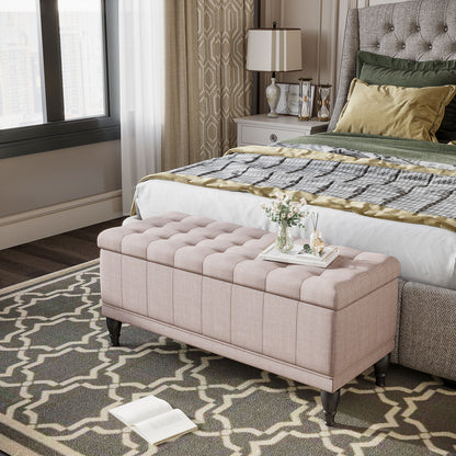 Tufted fabric storage bench