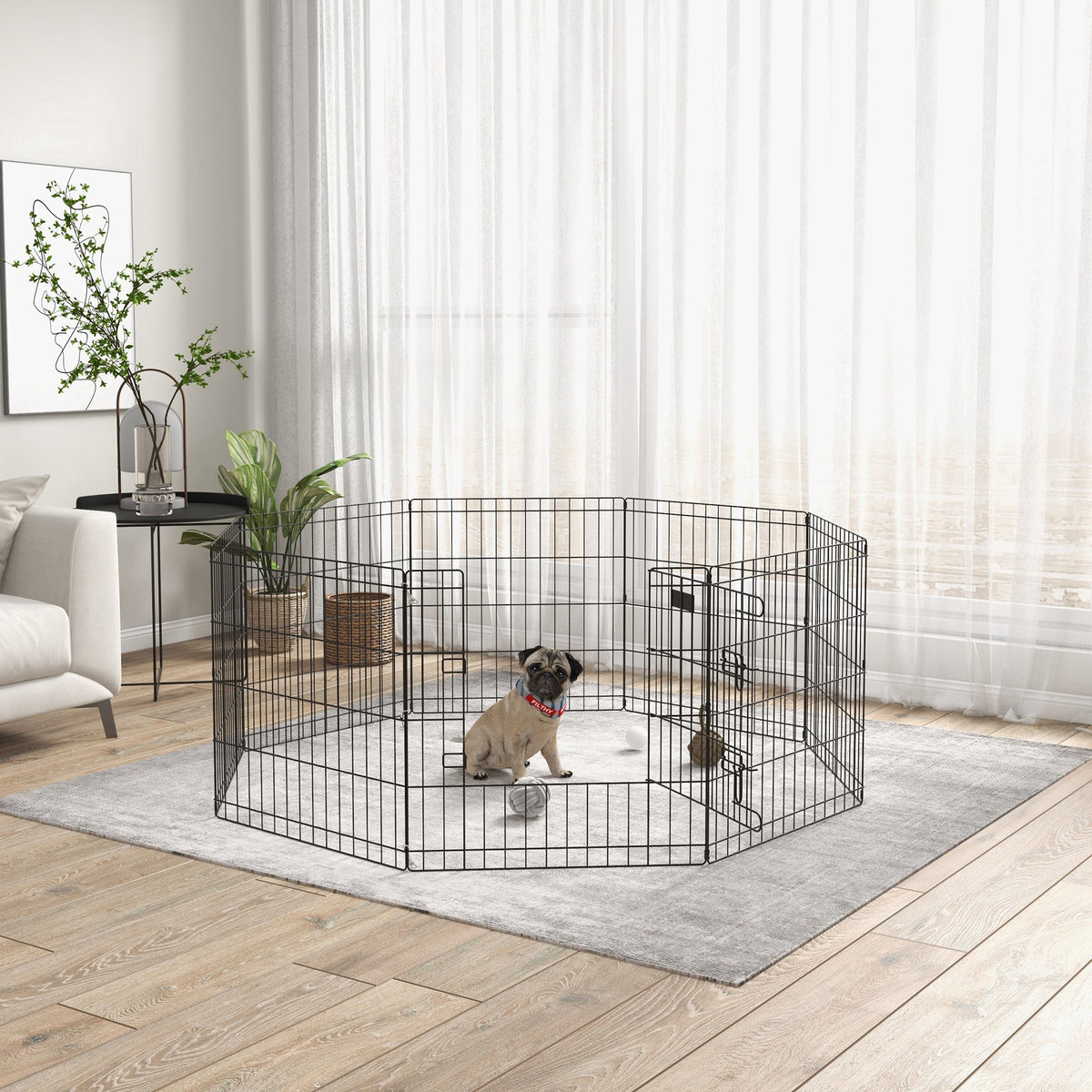 Foldable 8-Panel Metal Exercise Playpen for Pets