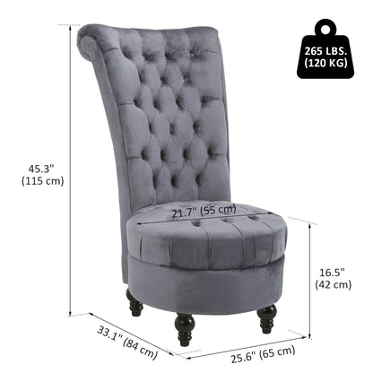 Tufted High Back Velvet Accent Chair