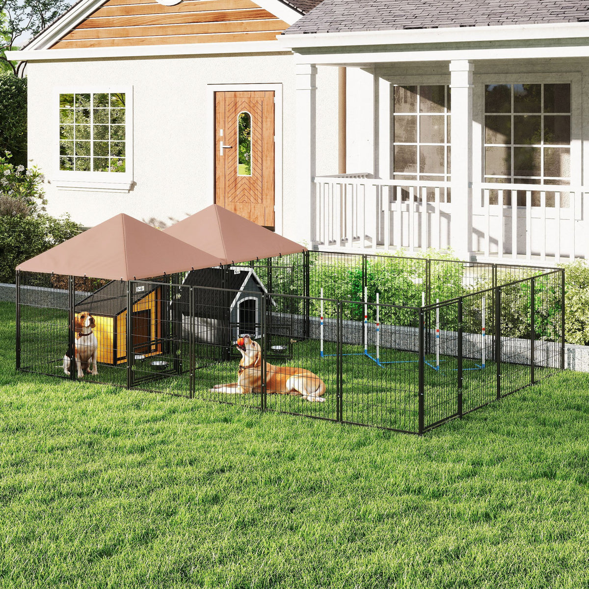 Gran caseta exterior para perros de dos piezas