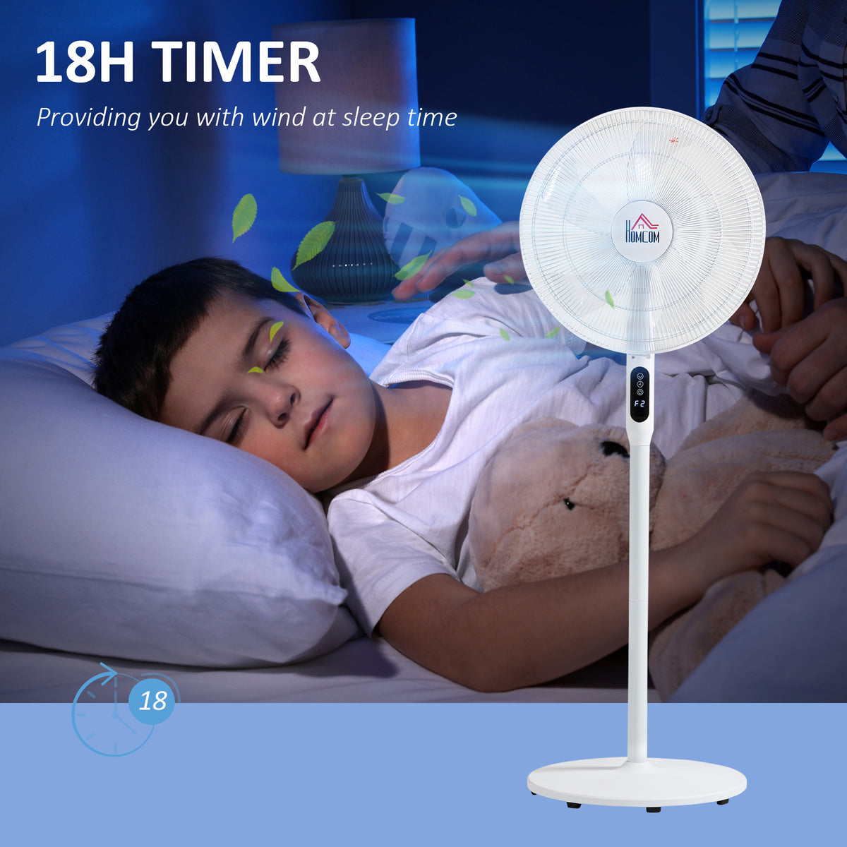 Oscillating Floor Fan with Remote Control and LED Display