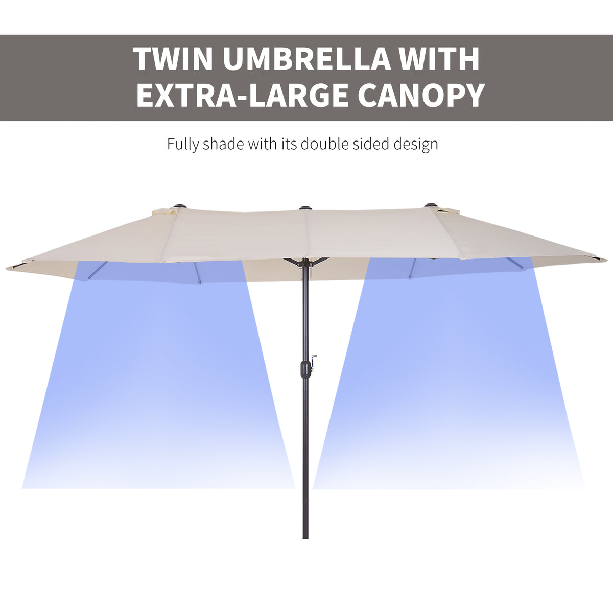 Double-Sided Rectangular Patio Umbrella 15 ft