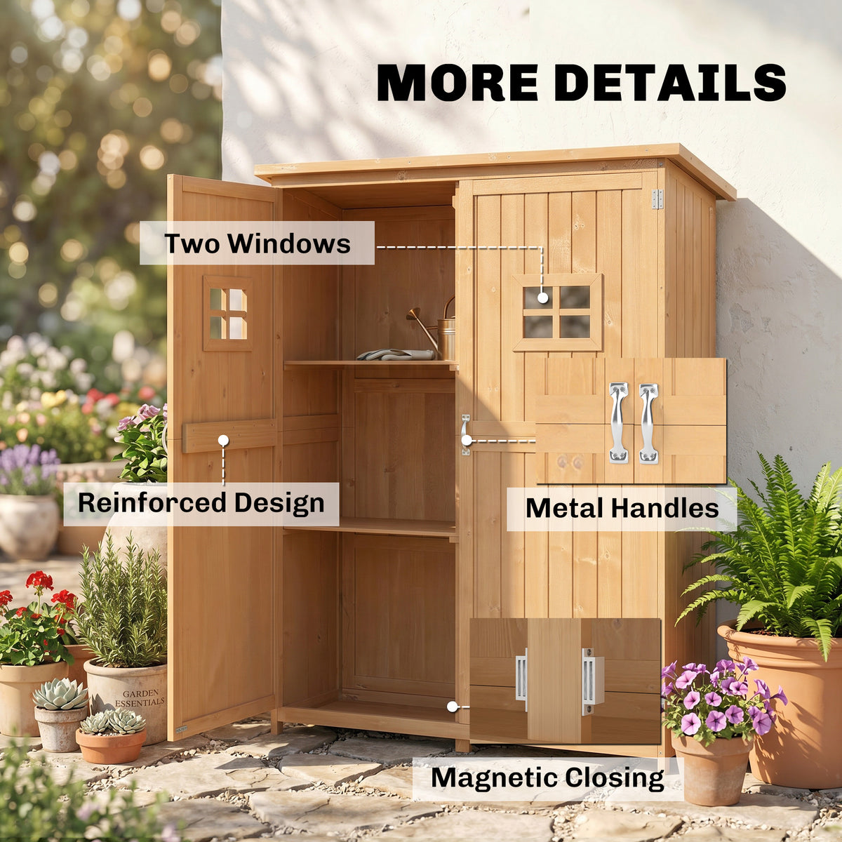 Wooden Garden Shed 4x1.5 ft with Double Doors