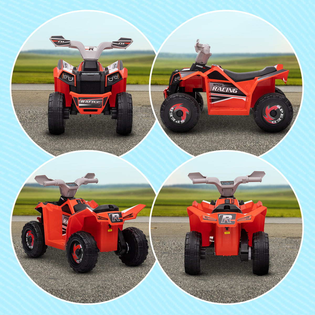 Coche eléctrico cuatrimotor para niños 6V
