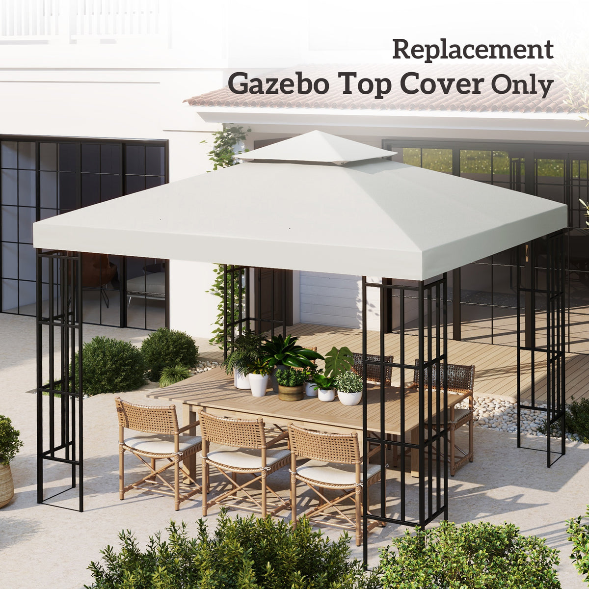 Two-Tier Gazebo Canopy Replacement Top 10 x 10 ft