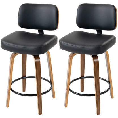 Modern Swivel PU Leather Counter Bar Stools — Set of 2