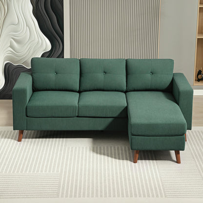 Corduroy L-Shaped Sectional Sofa with Reversible Chaise