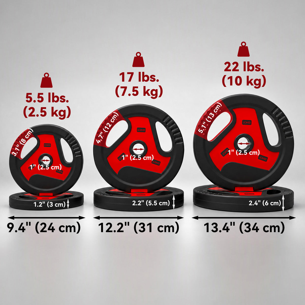 Weight plates set with handles 30 kg — Set of 4