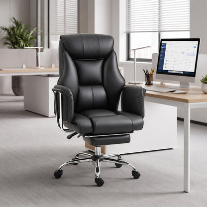 Reclining ergonomic office chair with footrest