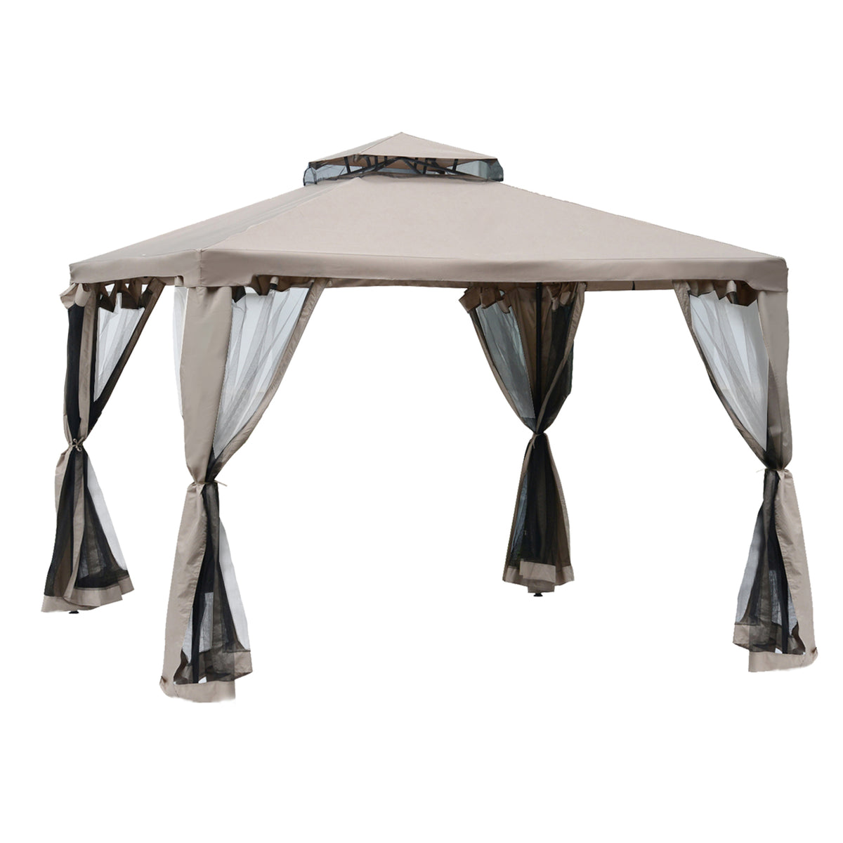 Gazebo de Patio 10x10 Pies Techo Doble
