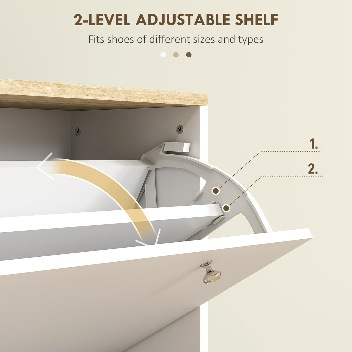 2 Drawer Shoe Storage Cabinet with Adjustable Shelves
