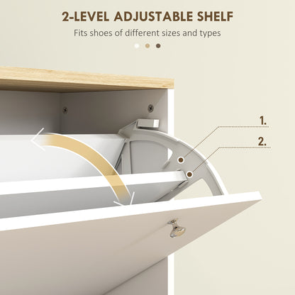 2 Drawer Shoe Storage Cabinet with Adjustable Shelves