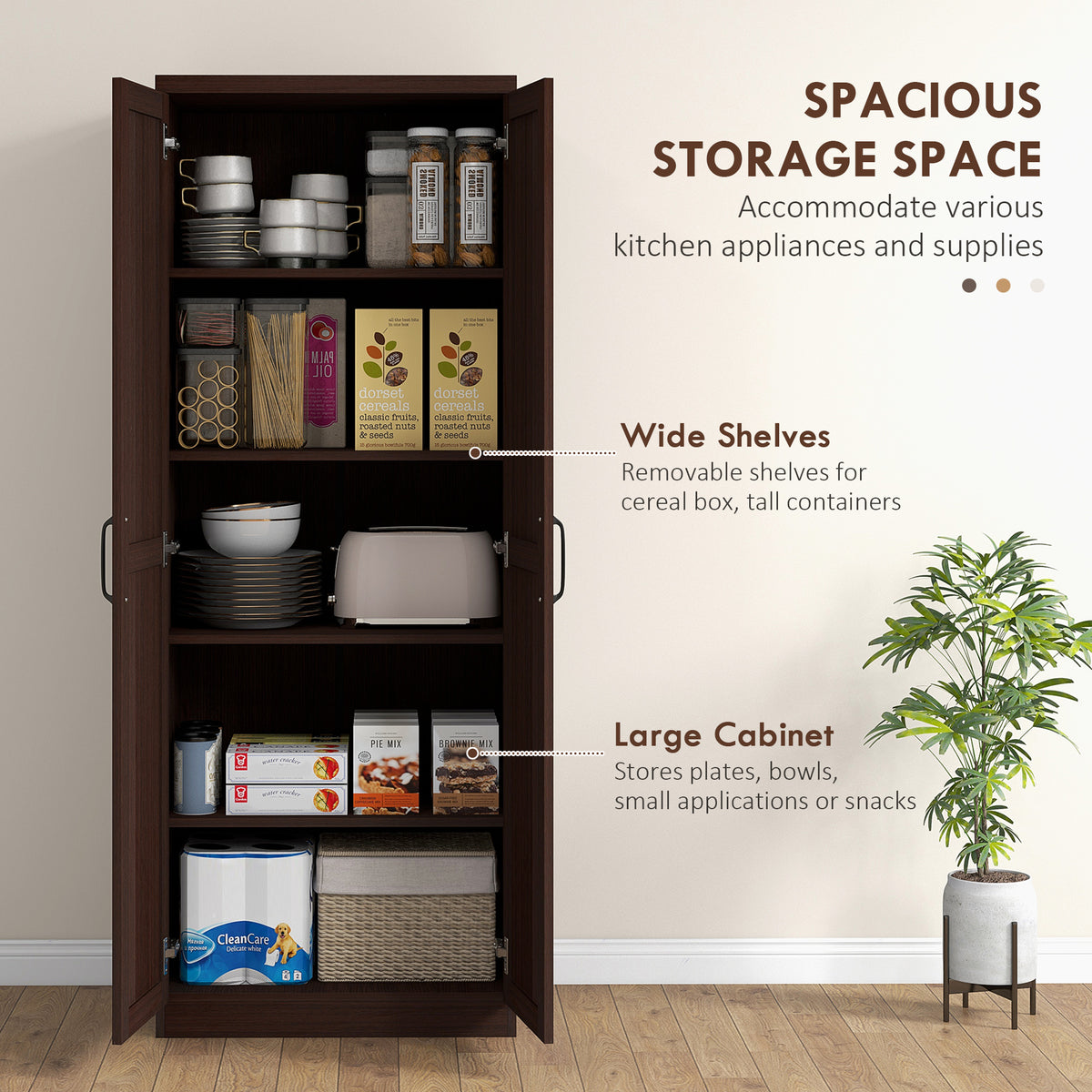 Kitchen Storage Cabinet 5-Tier Adjustable Shelves