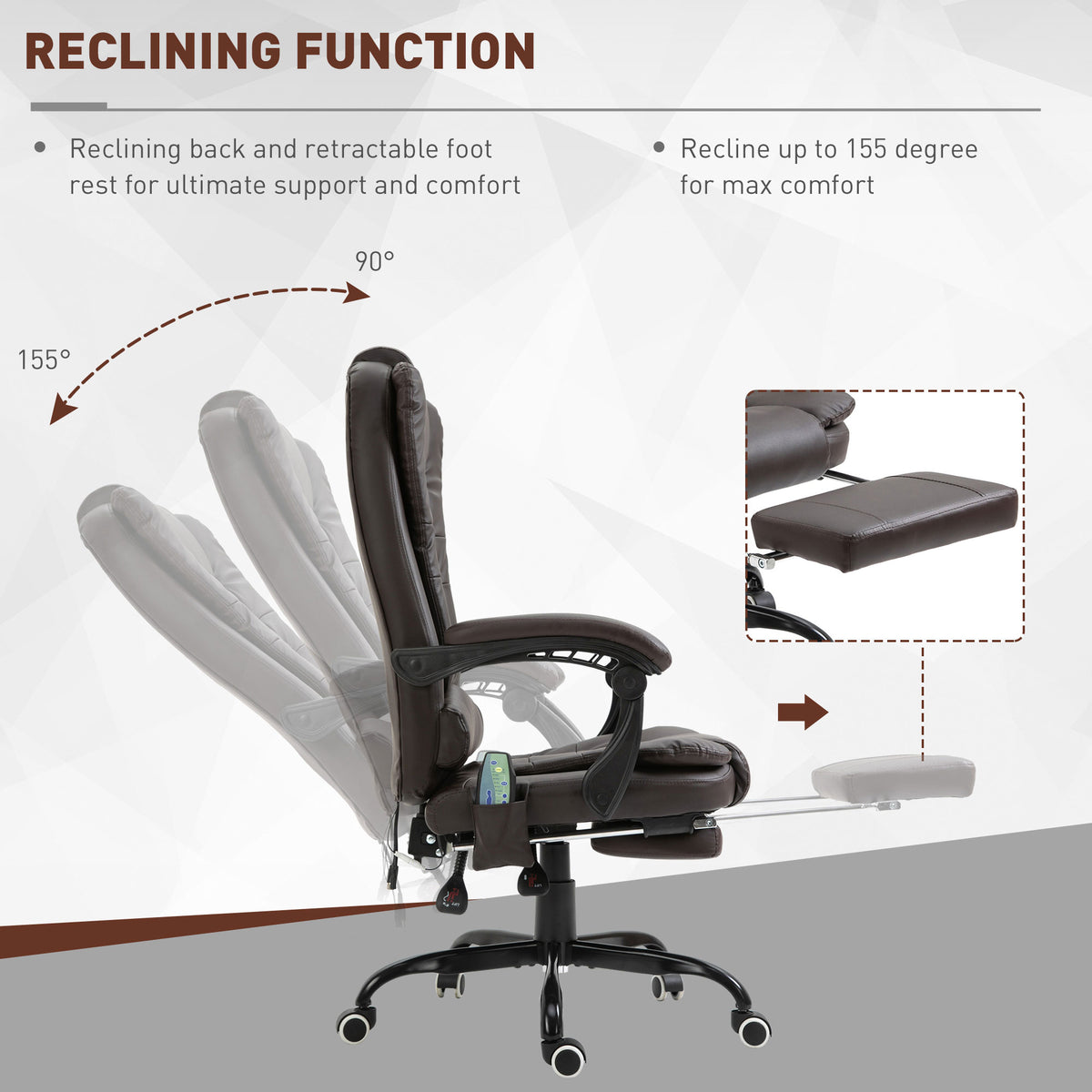 Silla de oficina de masaje reclinable con reposapiés