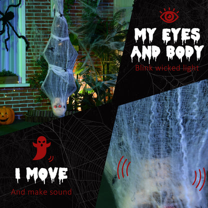 Momia colgante animada con telaraña — Halloween