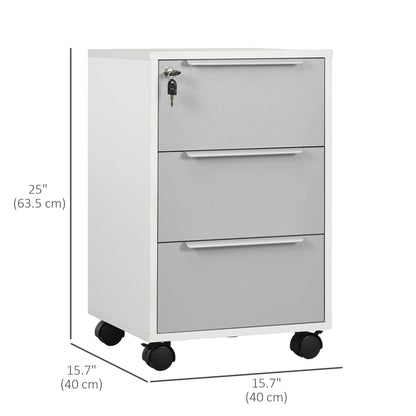 Archivador vertical de 3 cajones con cerradura y ruedas