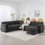 Modular U-Shaped Sectional Sofa in Corduroy