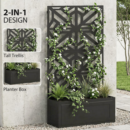 Jardinera elevada con celosía y panel de privacidad