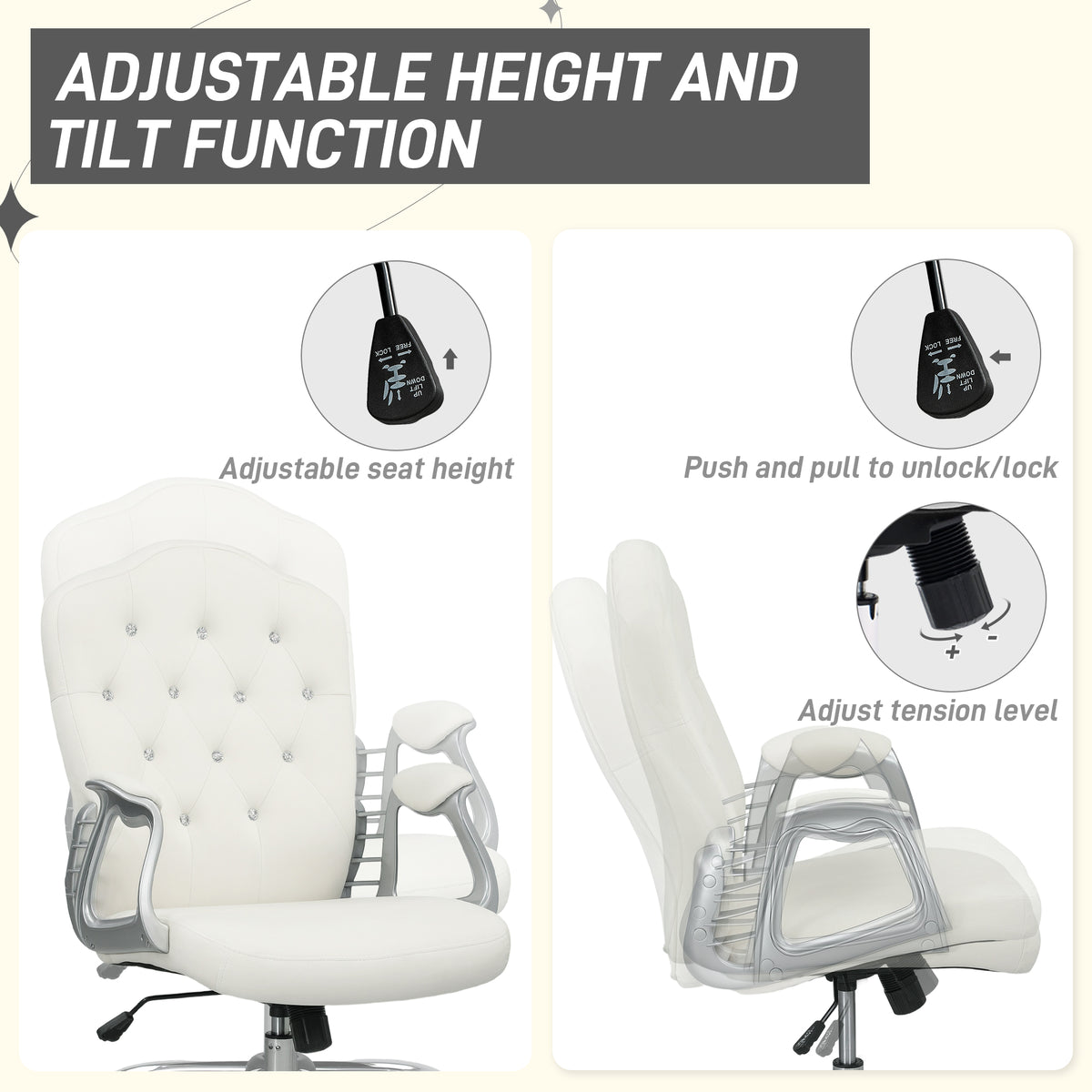Office chair velvet tufted adjustable swivel task