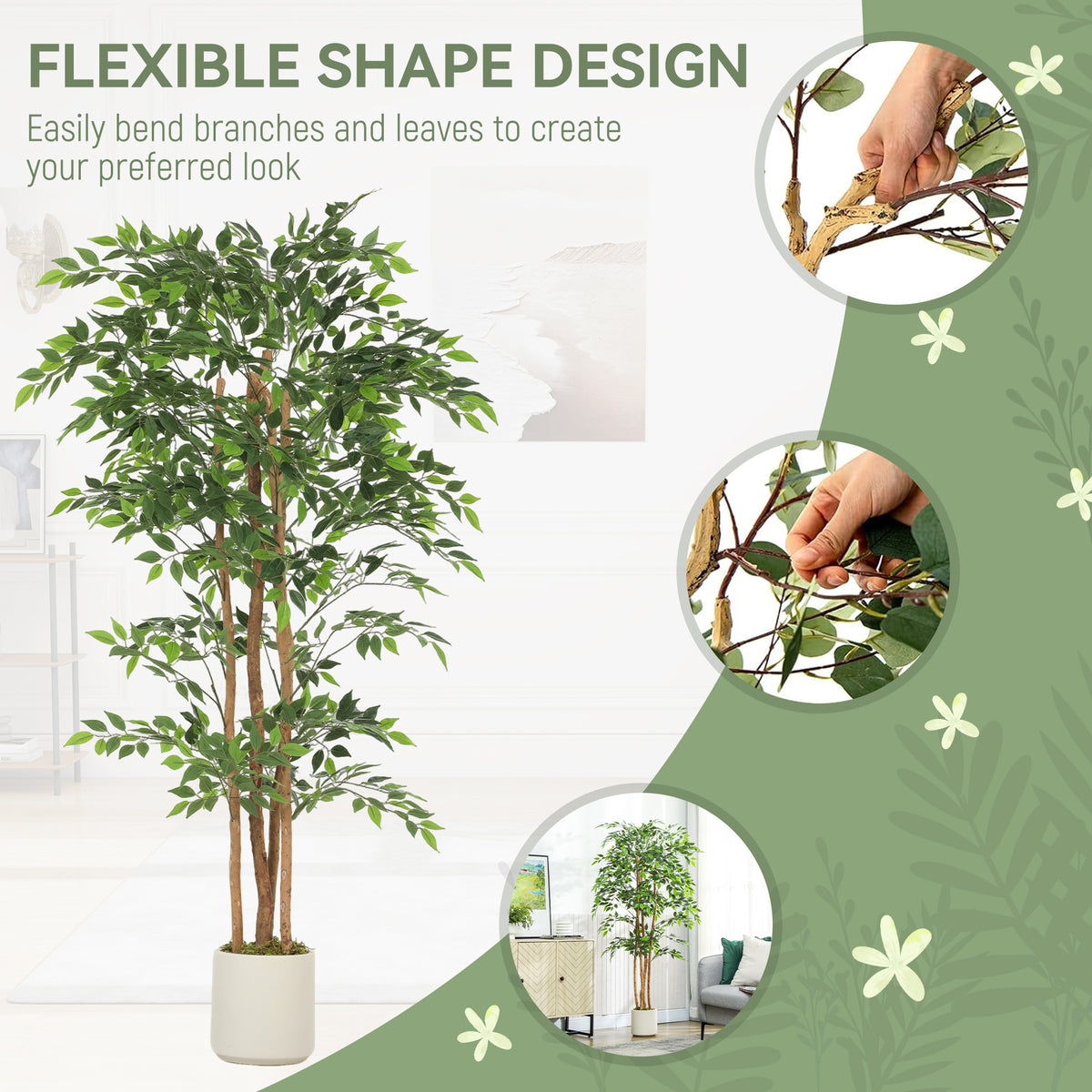 Artificial banyan tree realistic foliage — Set of 2