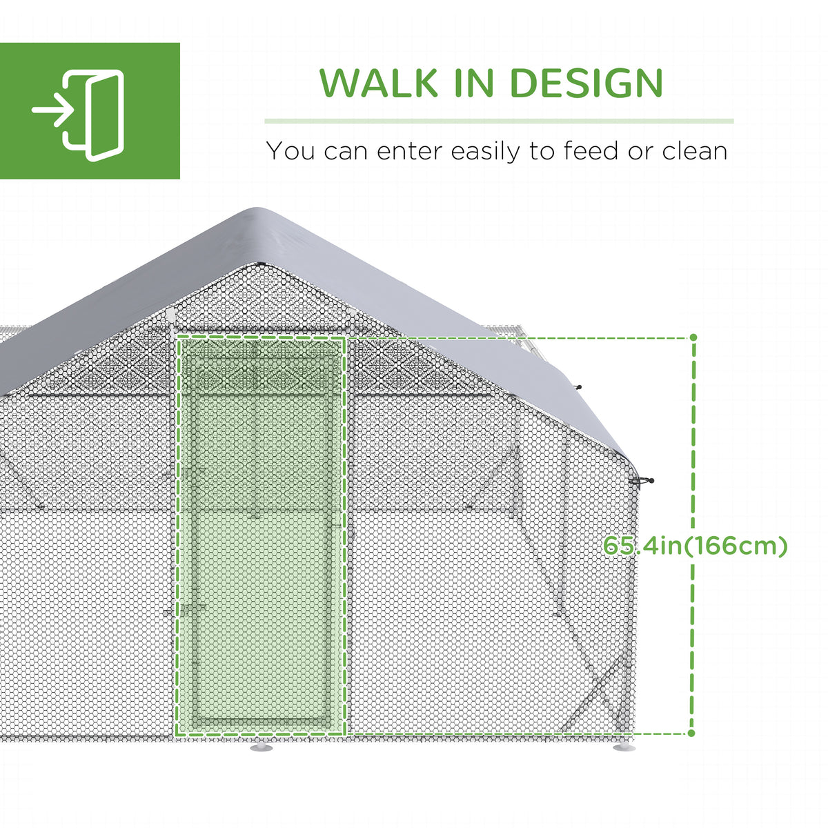 Large metal outdoor chicken coop with run and tarp