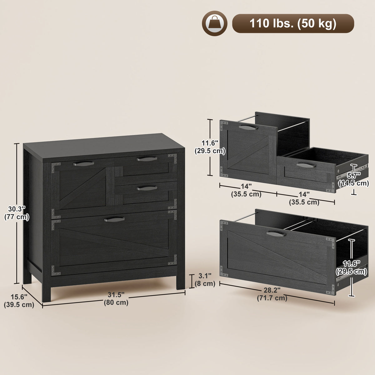 Lateral filing cabinet farmhouse style