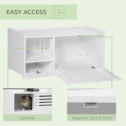 Cat litter box furniture with storage and table