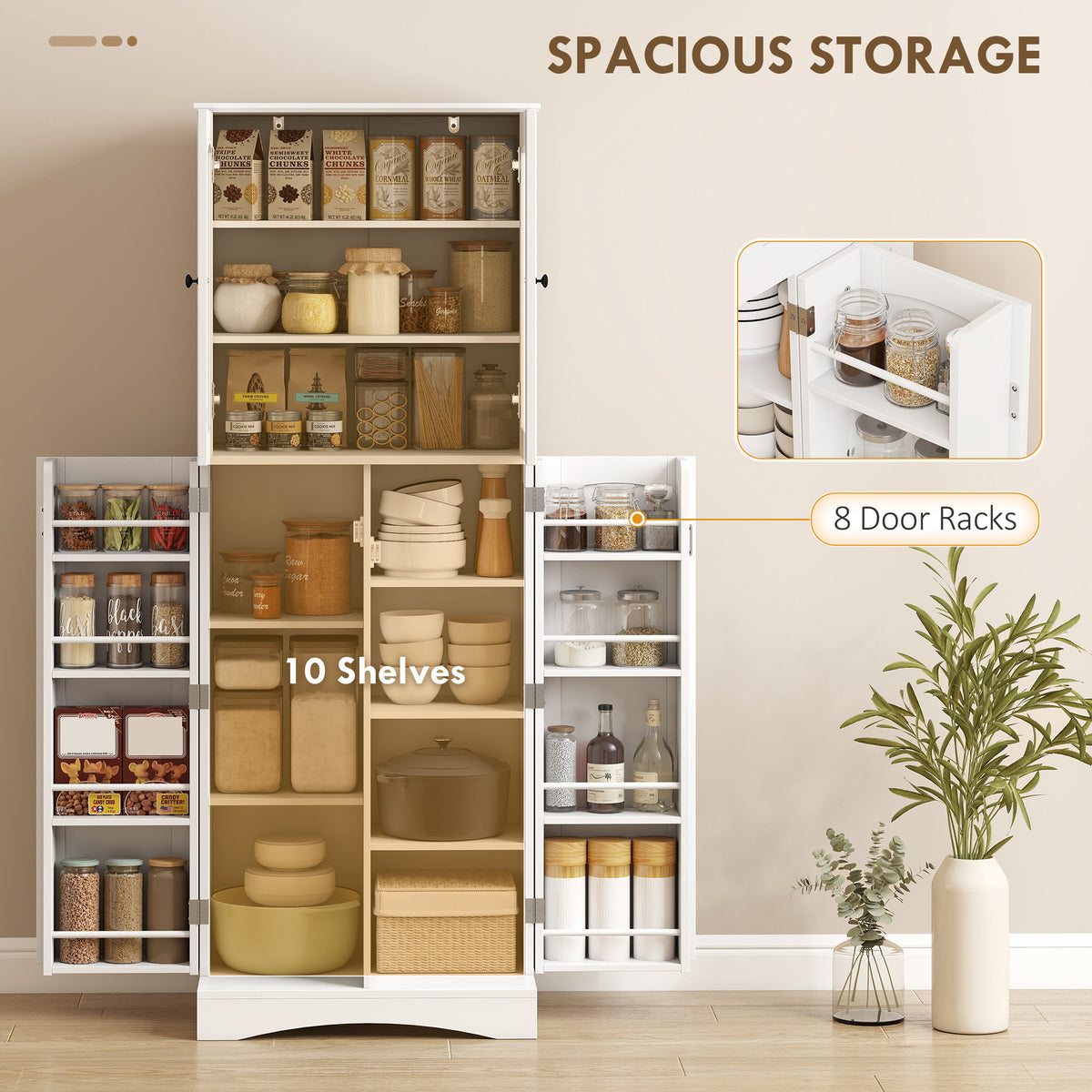 Kitchen Pantry Cabinet with Acrylic Doors