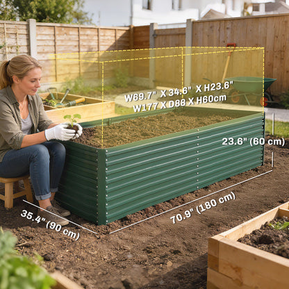 Raised Garden Bed Galvanized Steel 180 cm, Set of 2
