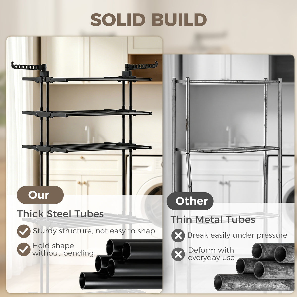 Tendedero plegable de 5 niveles con ruedas
