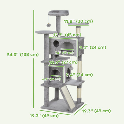 Multi-Level Cat Tree with Scratching Posts and Condo 138 cm